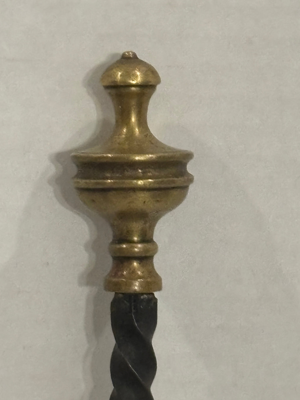FINE EARLY WROUGHT-IRON & BRASS HEARTH POKER