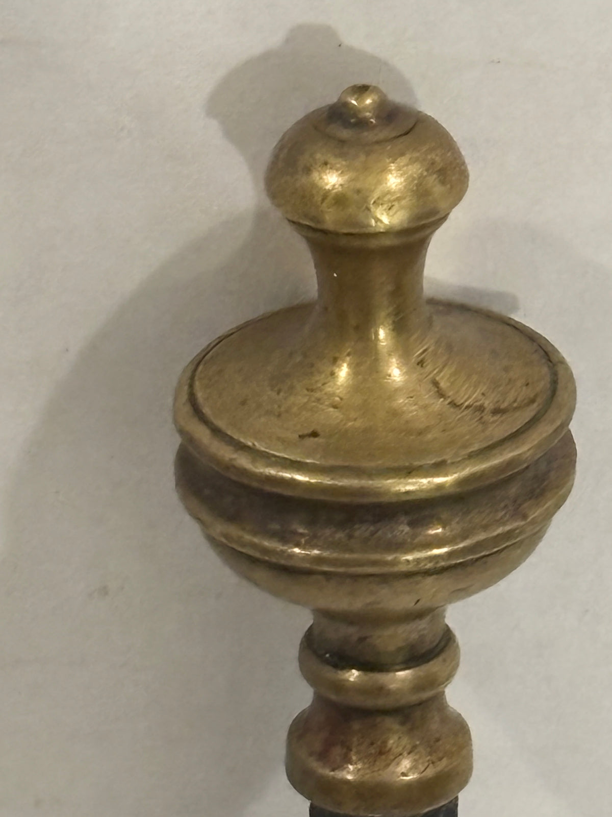 FINE EARLY WROUGHT-IRON & BRASS HEARTH POKER