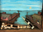 Maine Coastal Folk Art Harbor Diorama American, Maine