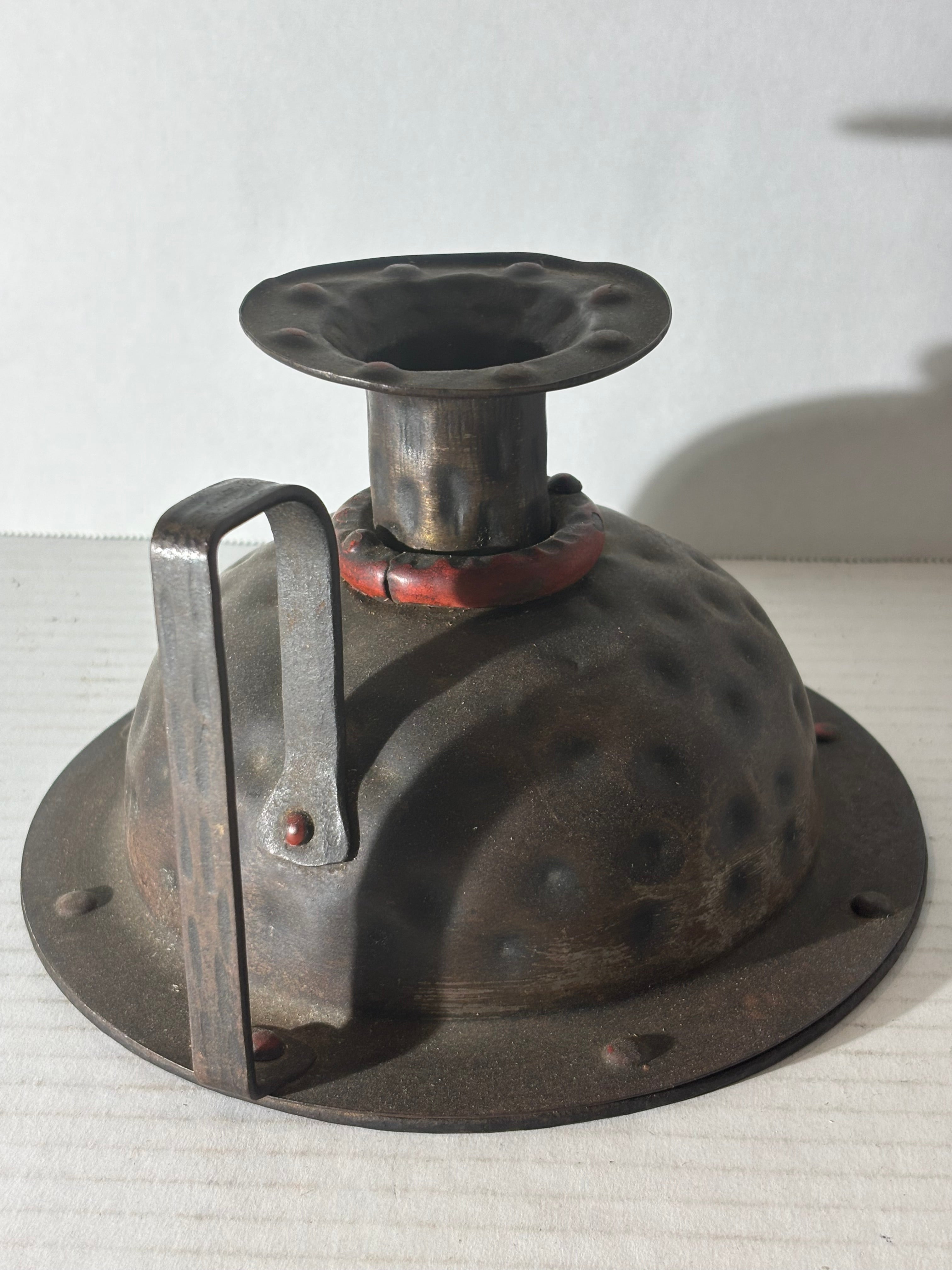German Arts & Crafts Hammered Copper Chamberstick