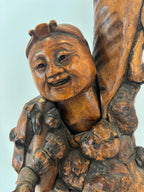 Large Chinese Qing Dynasty Rootwood Figure of a Daoist Immortal, Probably Li Tieguai