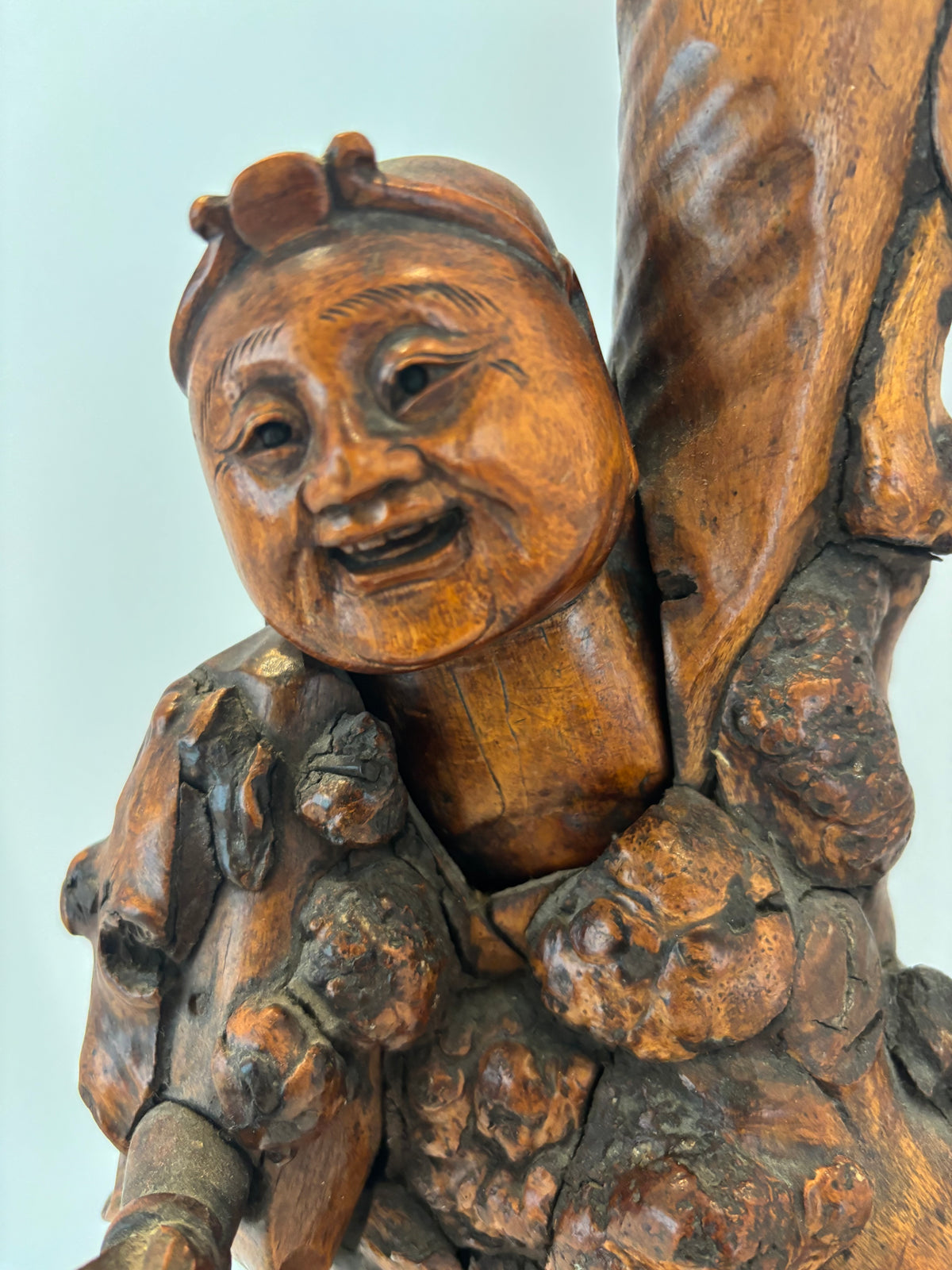 Large Chinese Qing Dynasty Rootwood Figure of a Daoist Immortal, Probably Li Tieguai