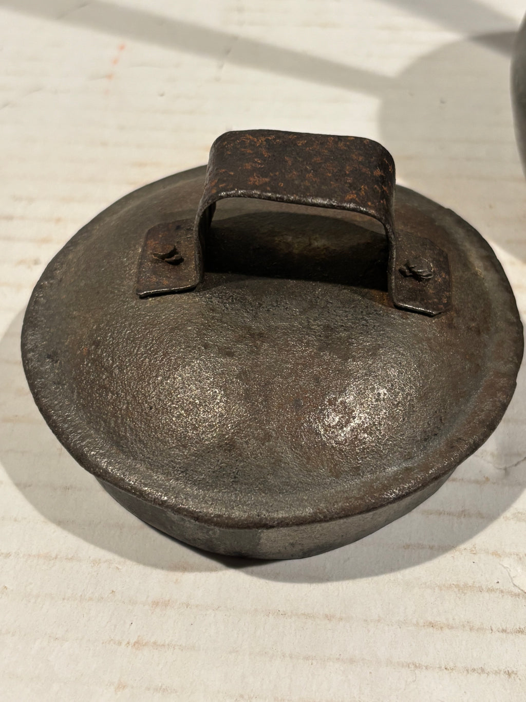 American Tinned Iron Covered Pipkin or Sauce Pot with Forged Handle American, circa 1840–1870.