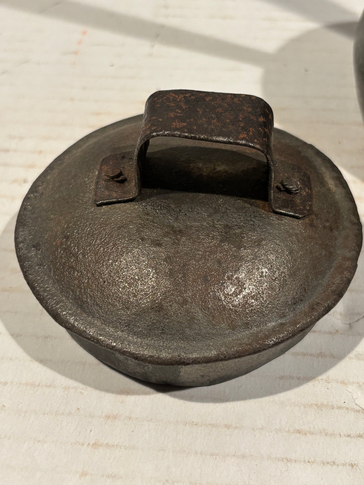 American Tinned Iron Covered Pipkin or Sauce Pot with Forged Handle American, circa 1840–1870.