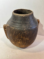East African Carved & Fiber-Bound Wood Vessel