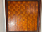 Exceptional 19th-Century Canadian Folk Art Parquetry Checkerboard with Original Playing Pieces