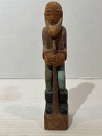 American Folk Art Carved and Painted Bearded Woodsman