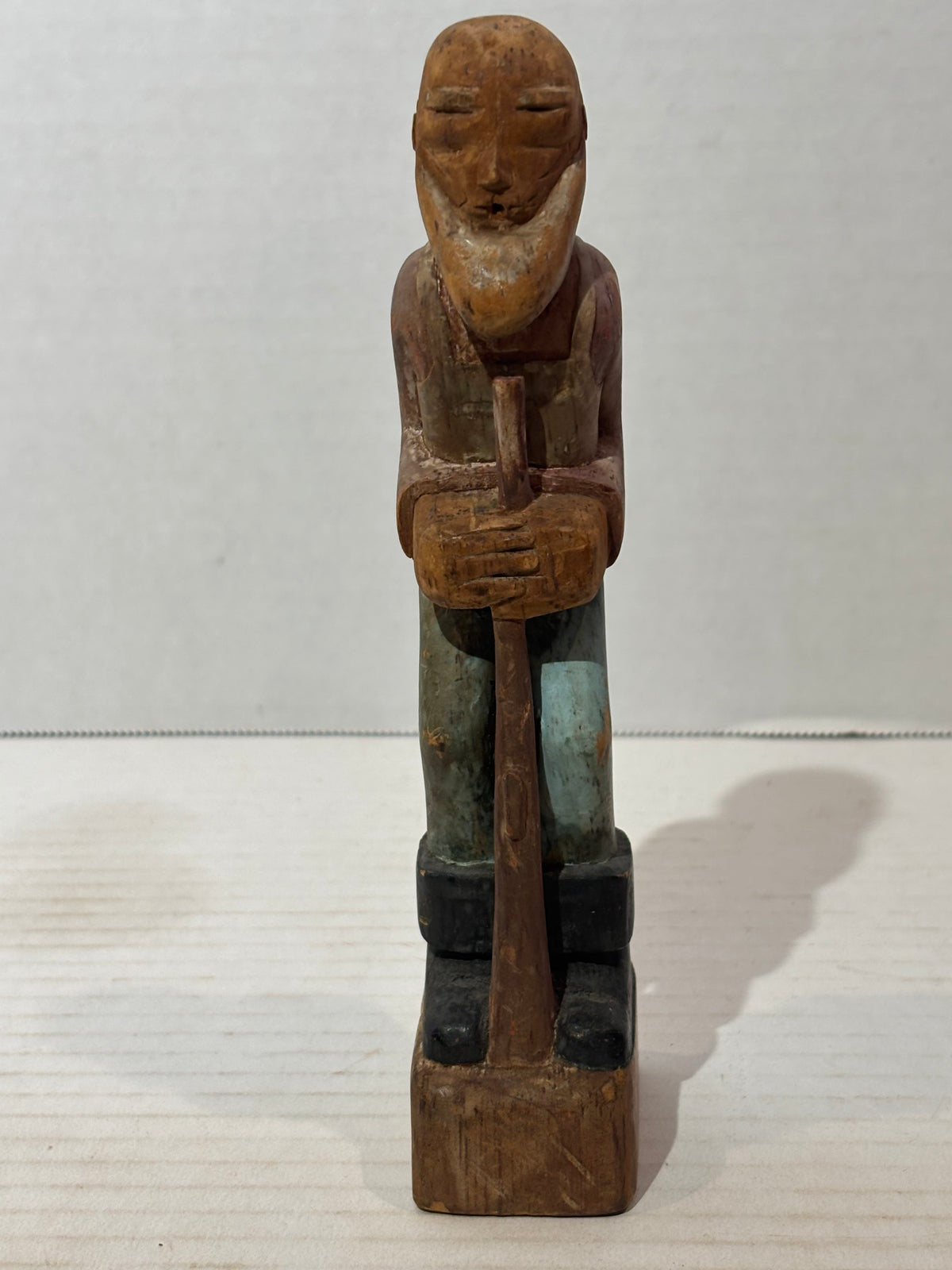 American Folk Art Carved and Painted Bearded Woodsman