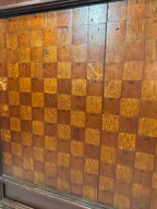 Exceptional 19th-Century Canadian Folk Art Parquetry Checkerboard with Original Playing Pieces