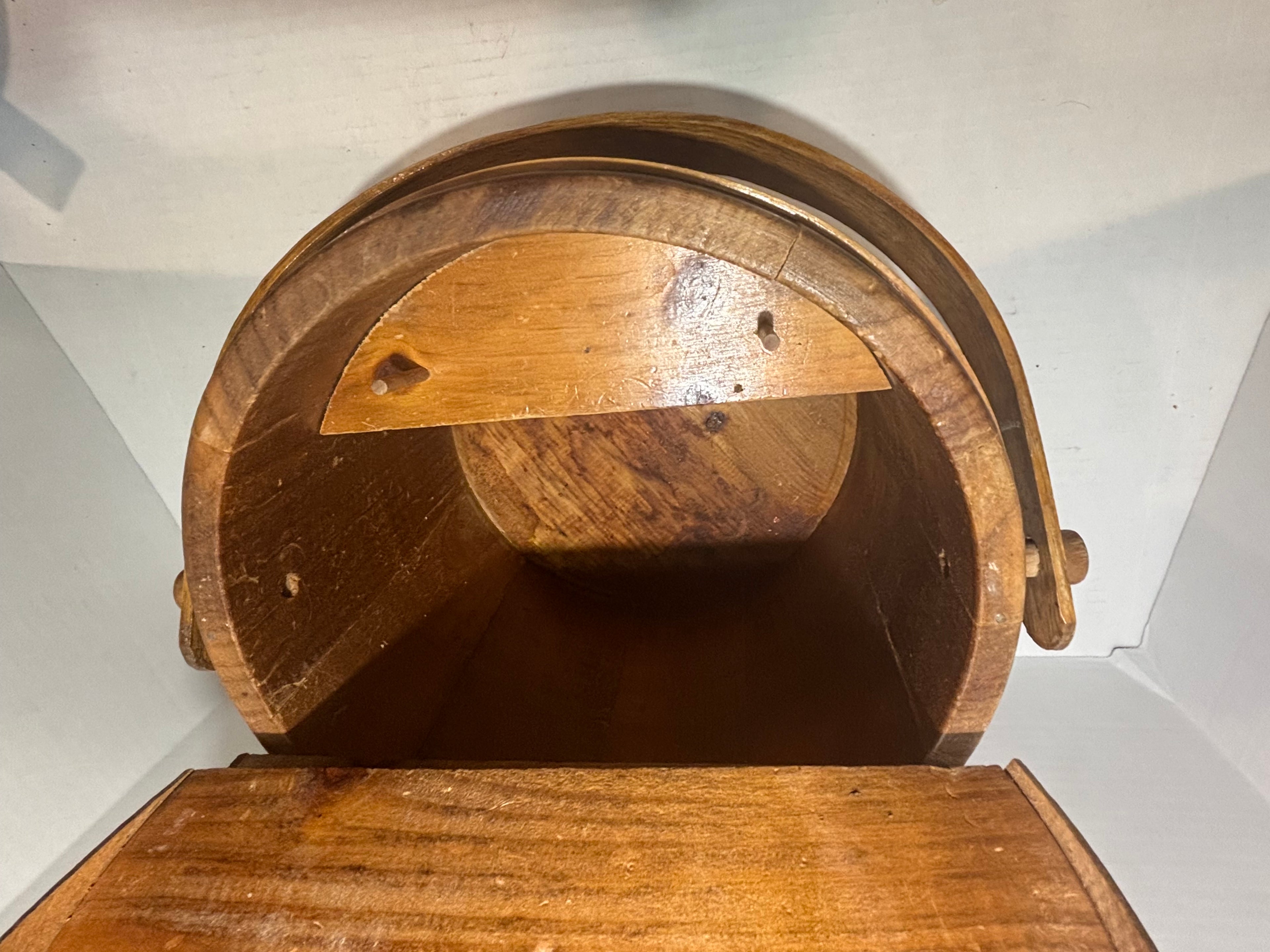 Pennsylvania Bentwood Sewing Bucket with Interior Shelf, Mid-19th Century