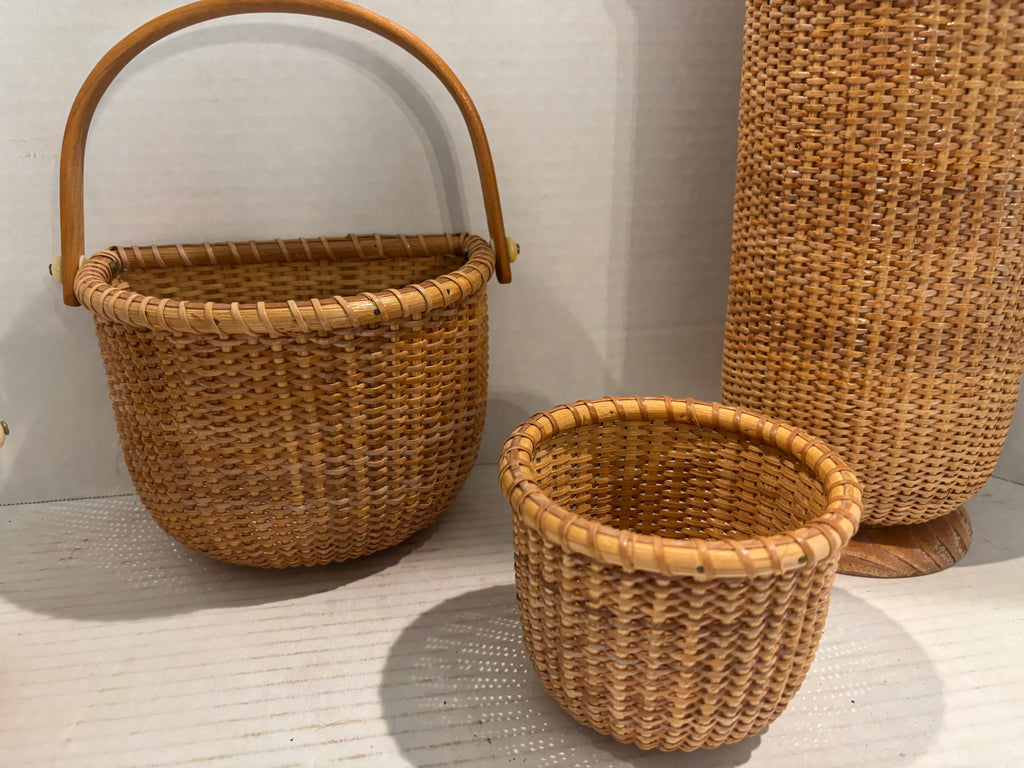 Collection of Four Handwoven Nantucket-Style Baskets Cape Cod, Massachusetts, late 20th century