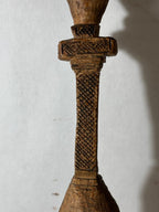 Rare 19th-Century European Folk Art Carved Treen Religious Spoon — Hand Holding the Holy Bible