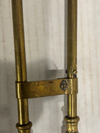 TWO RELATED GEORGIAN BRASS & IRON EMBER OR PIPE TONGS WITH HAND-FORM TERMINALS