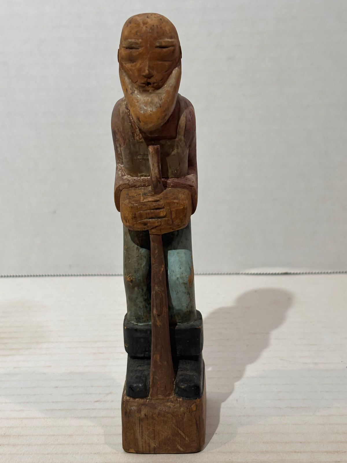 American Folk Art Carved and Painted Bearded Woodsman