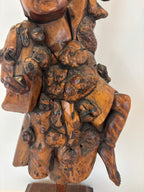 Large Chinese Qing Dynasty Rootwood Figure of a Daoist Immortal, Probably Li Tieguai