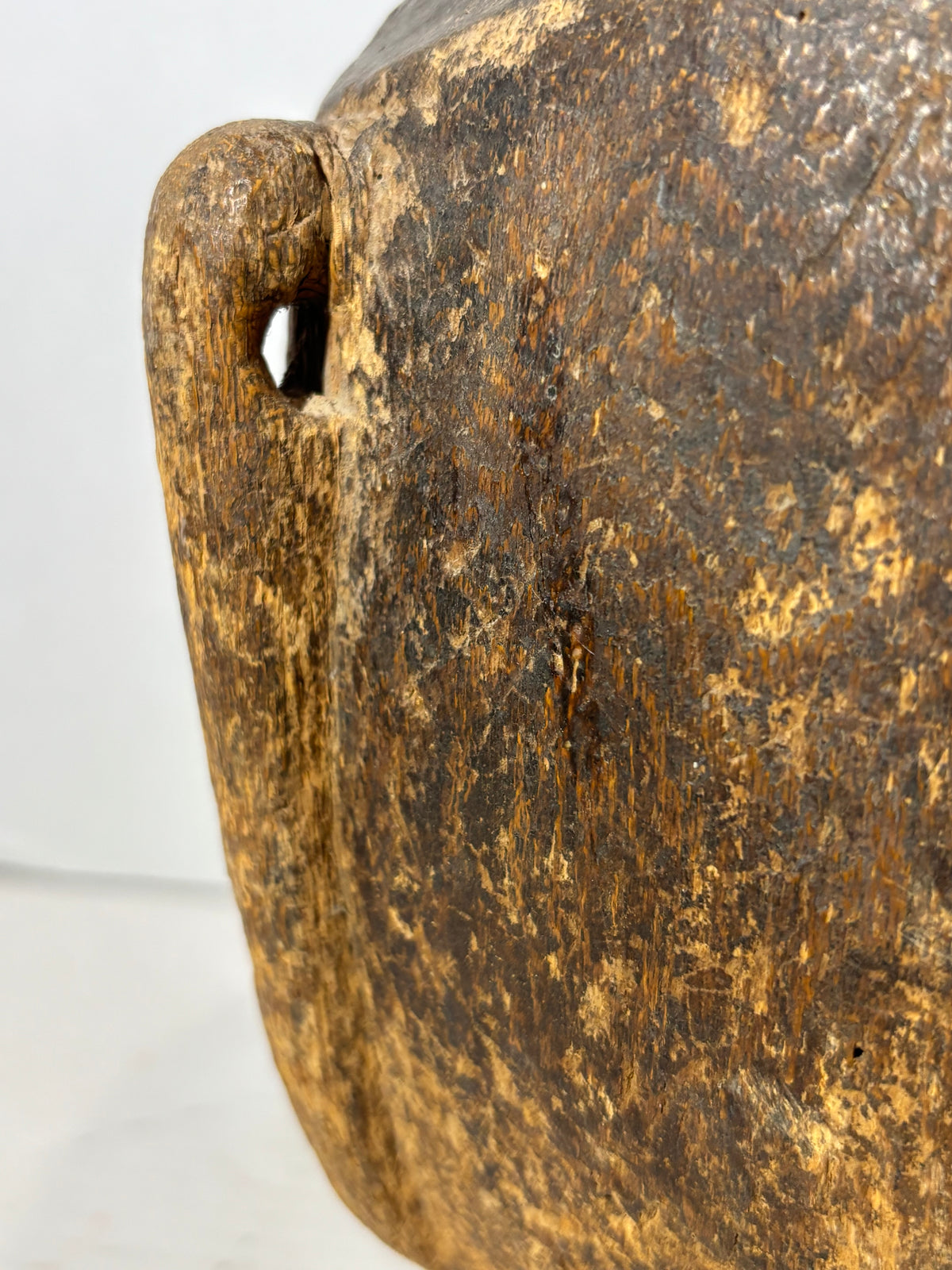 East African Carved & Fiber-Bound Wood Vessel