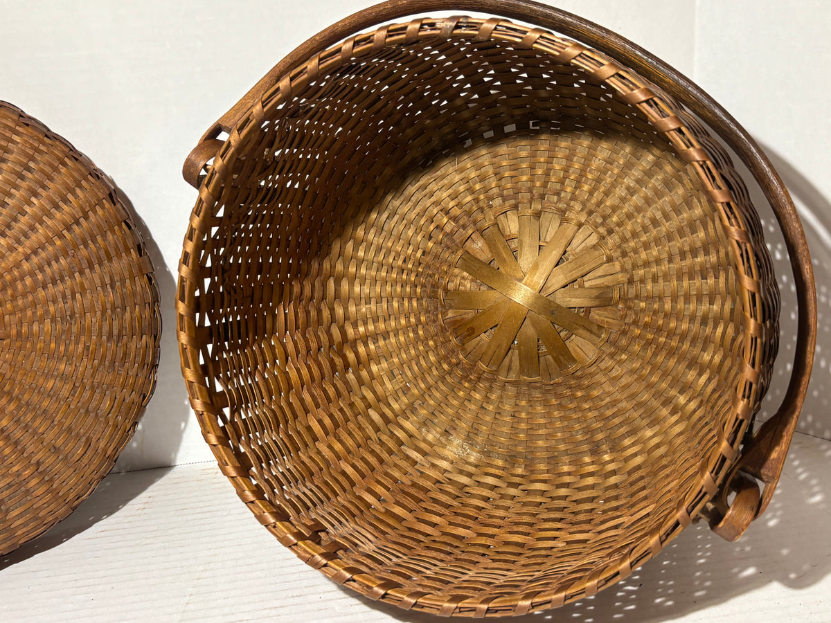 Exceptional American Covered Ash Splint Swing-Handle Basket New England or New York, Circa 1880–1910