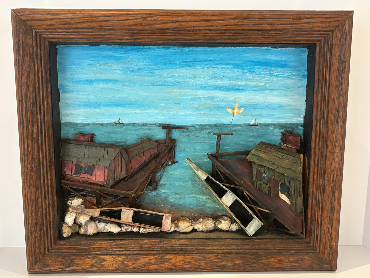 Maine Coastal Folk Art Harbor Diorama American, Maine