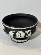 Wedgwood Black Basalt and White Jasperware Pedestal Bowl with Companion Cup England, circa 1920–1935