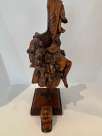 Large Chinese Qing Dynasty Rootwood Figure of a Daoist Immortal, Probably Li Tieguai