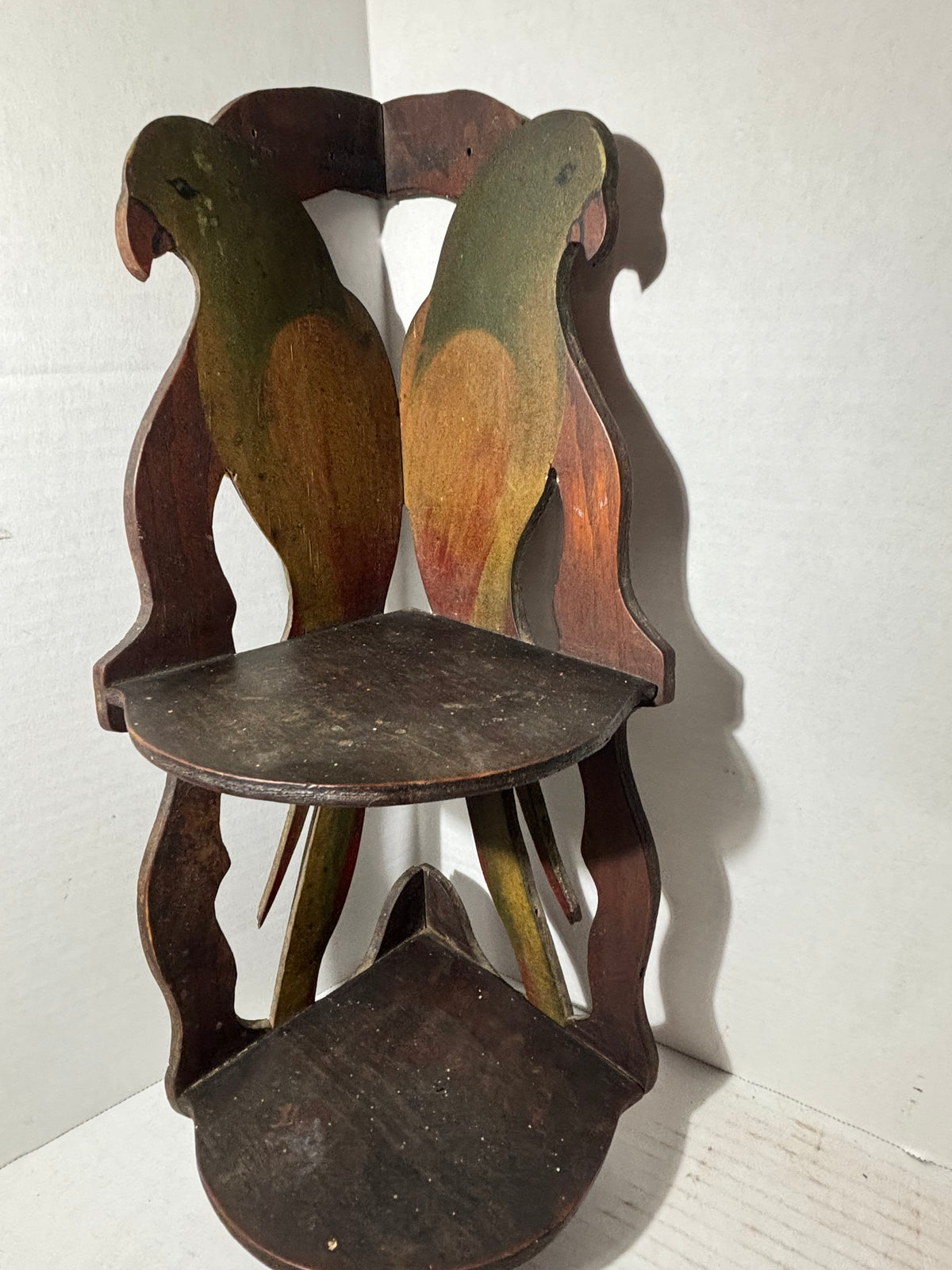 American Folk Art Painted Corner Shelf with Hand-Painted Parrots American, Art Nouveau Period, circa 1890–1910