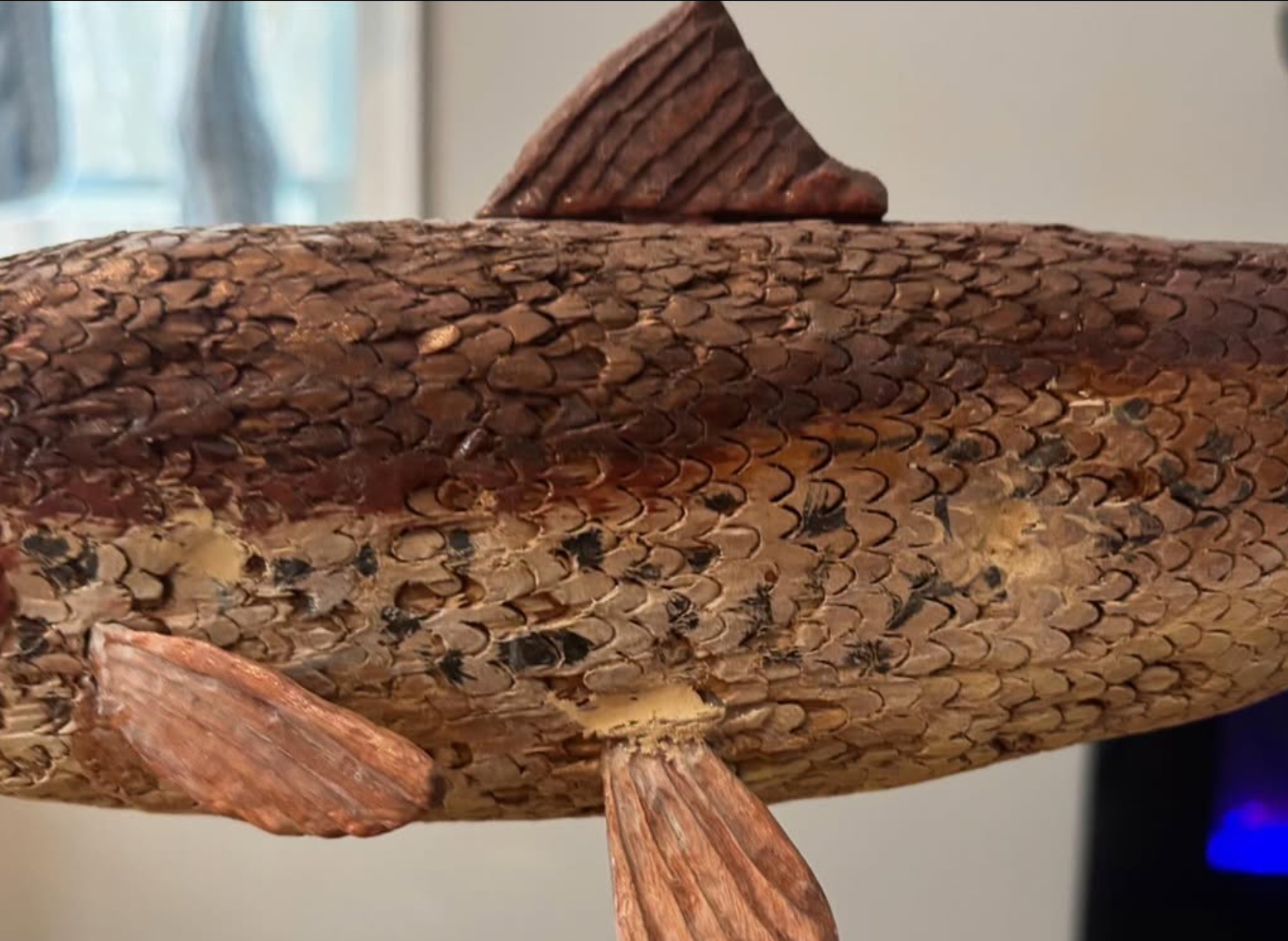 Hand-Carved Folk Art Fish Sculpture