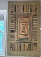 American Hand-Hooked Geometric Rug on Plywood Backing Late 19th to Early 20th Century