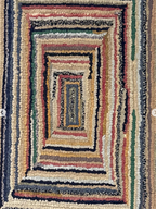 American Hand-Hooked Geometric Rug on Plywood Backing Late 19th to Early 20th Century