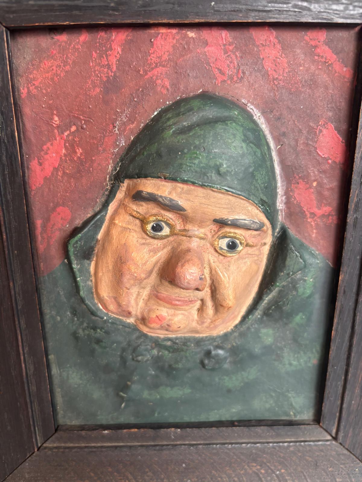 Southern German / Austrian Alpine Papier-Mâché Relief Head, Circa 1850