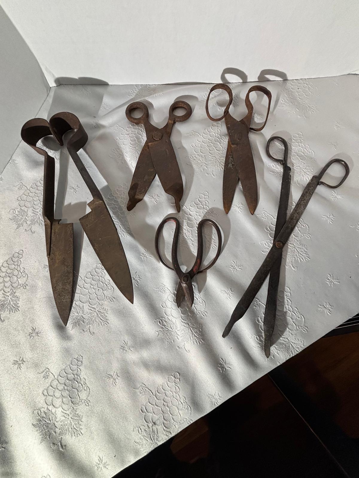 Early American Hand-Forged Iron Shears & Tongs Collection