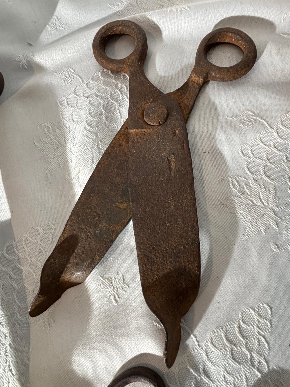 Early American Hand-Forged Iron Shears & Tongs Collection