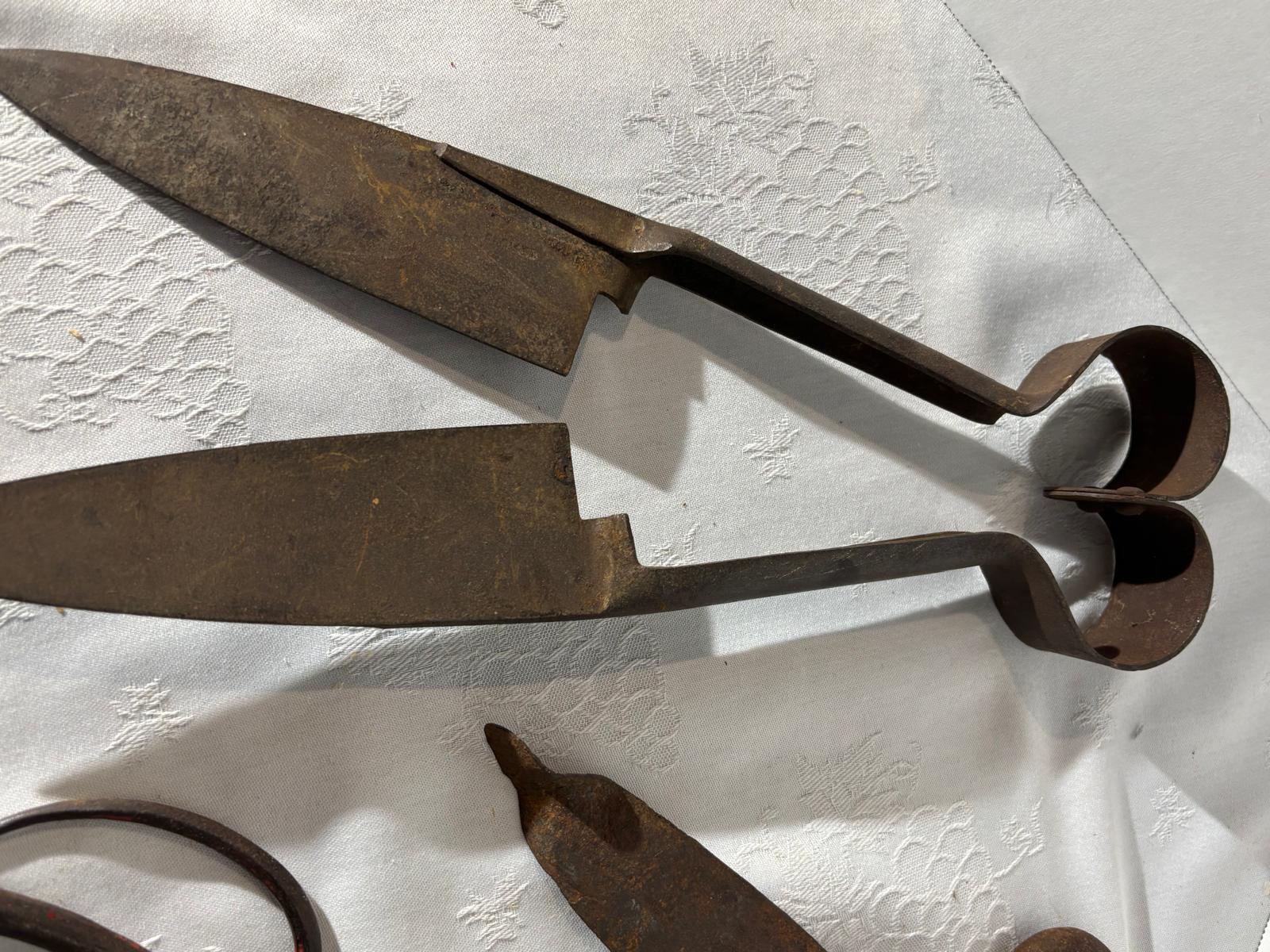 Early American Hand-Forged Iron Shears & Tongs Collection