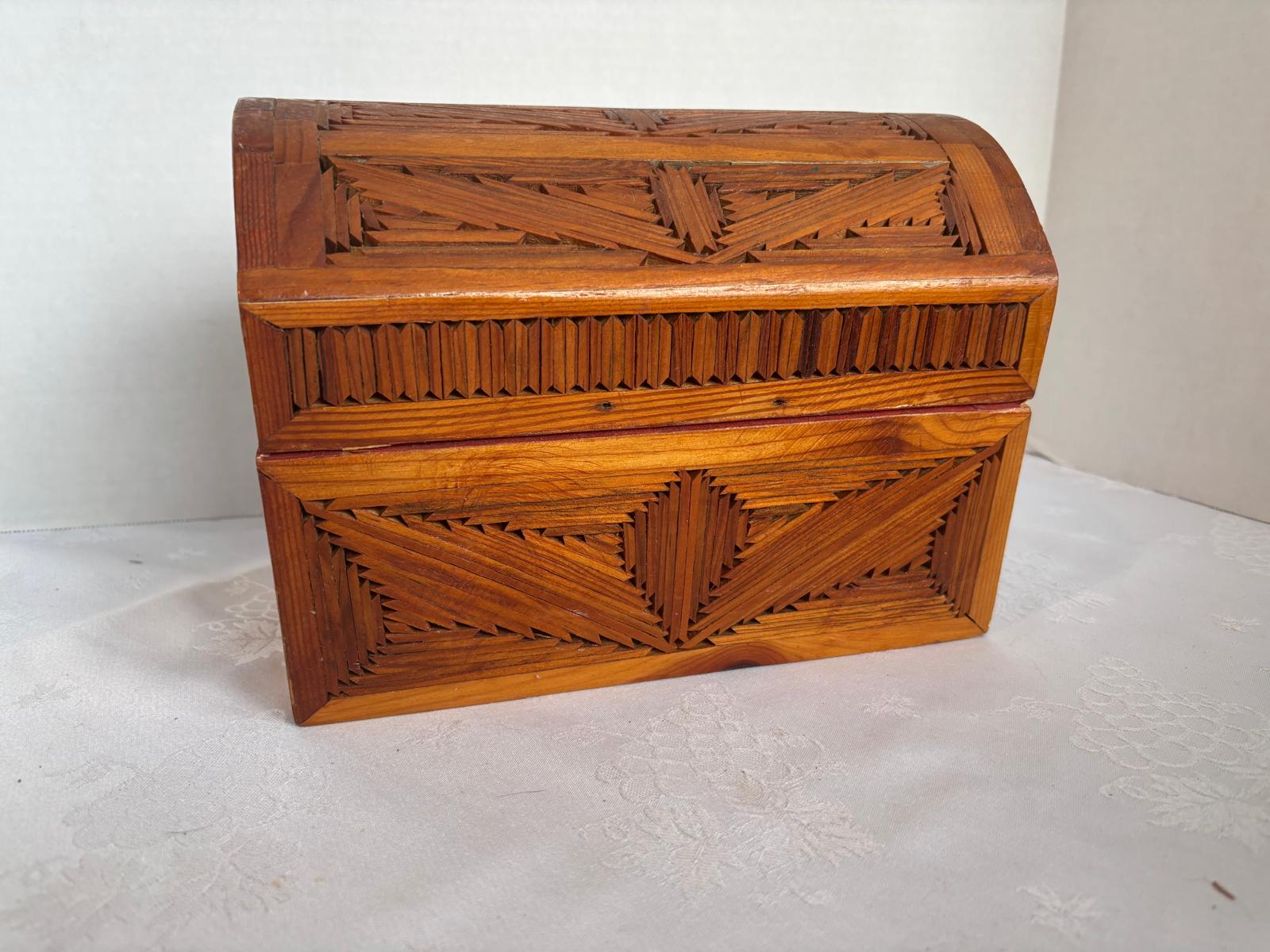 American Tramp Art Dome-Top Stickwork Box  Northeastern United States, circa 1890–1915