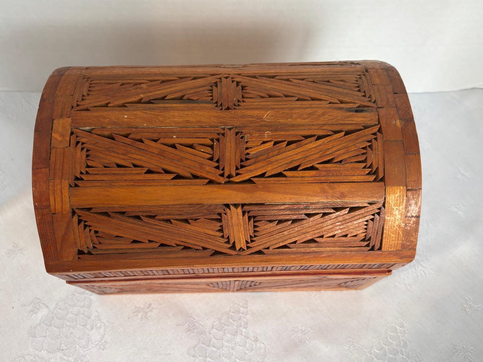 American Tramp Art Dome-Top Stickwork Box  Northeastern United States, circa 1890–1915