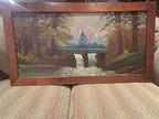 American Folk Landscape, Dated 1932 Oil on Upson Board Fiber Panel 36 x 20 inches (framed)