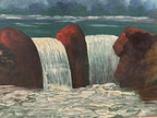 American Folk Landscape, Dated 1932 Oil on Upson Board Fiber Panel 36 x 20 inches (framed)