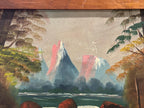American Folk Landscape, Dated 1932 Oil on Upson Board Fiber Panel 36 x 20 inches (framed)