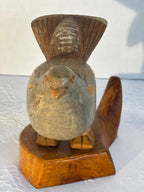 American Folk Art Carved Wooden Bird, Inscribed “Grouse” Late 19th–Early 20th Century