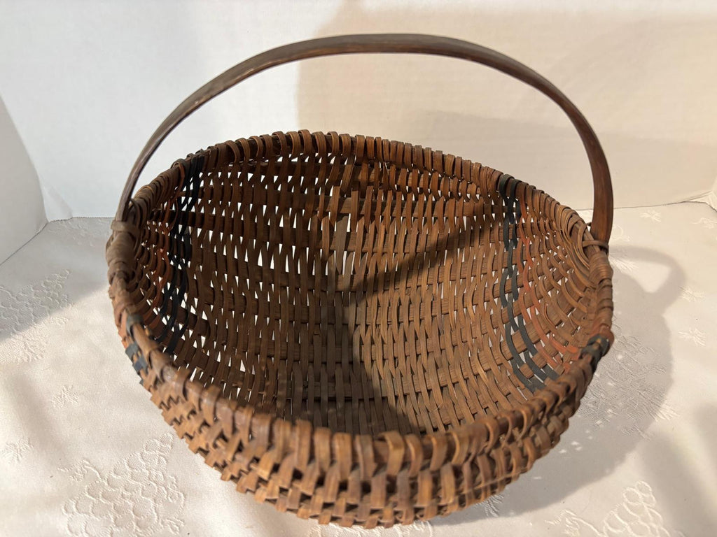 19th Century Northeastern American Handwoven Splint Gathering Basket Circa 1850–1880