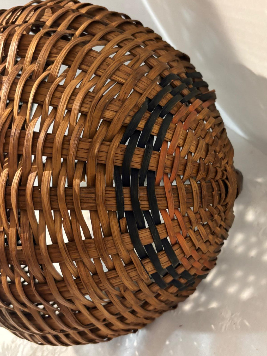 19th Century Northeastern American Handwoven Splint Gathering Basket Circa 1850–1880