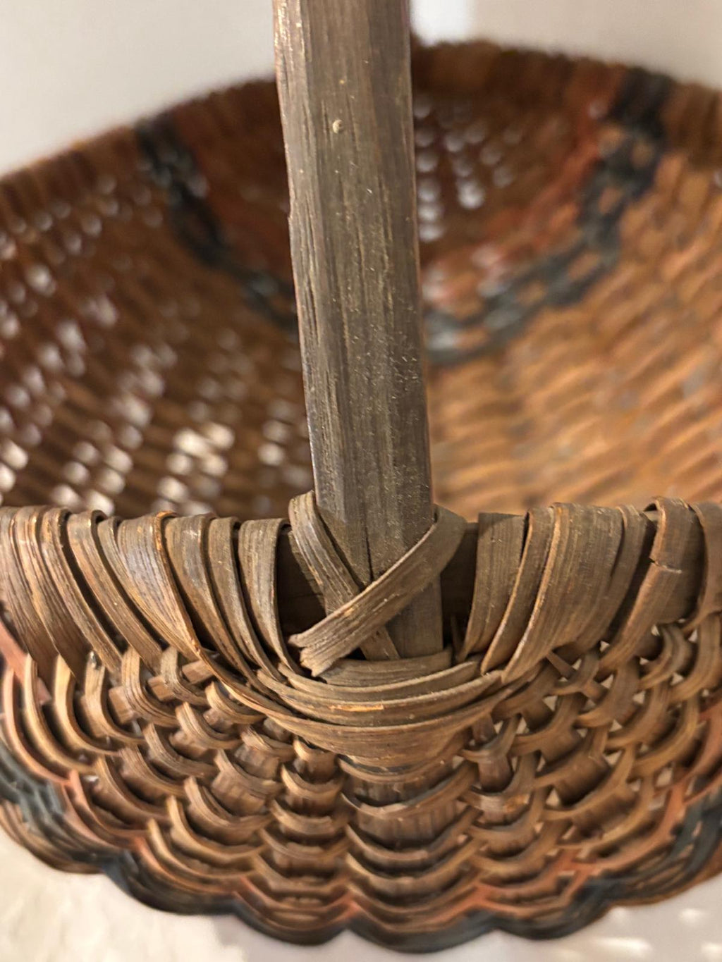 19th Century Northeastern American Handwoven Splint Gathering Basket Circa 1850–1880