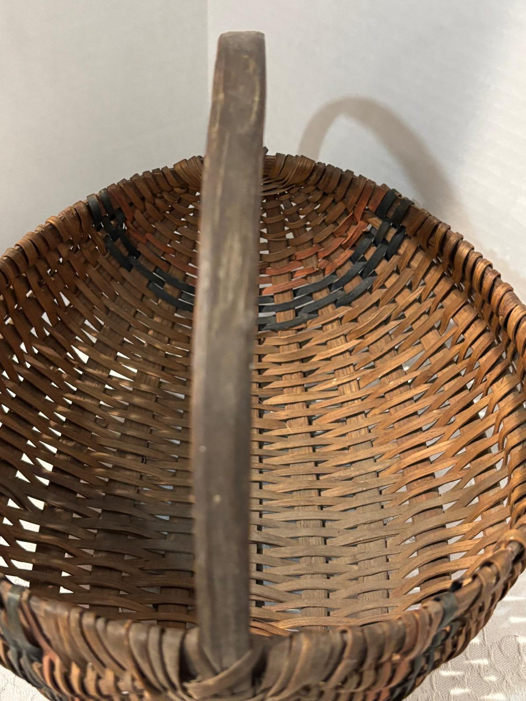 19th Century Northeastern American Handwoven Splint Gathering Basket Circa 1850–1880