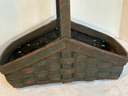 Rare Triangular “Winged” Gathering Basket in Original Green over Red Paint American, mid–late 19th century