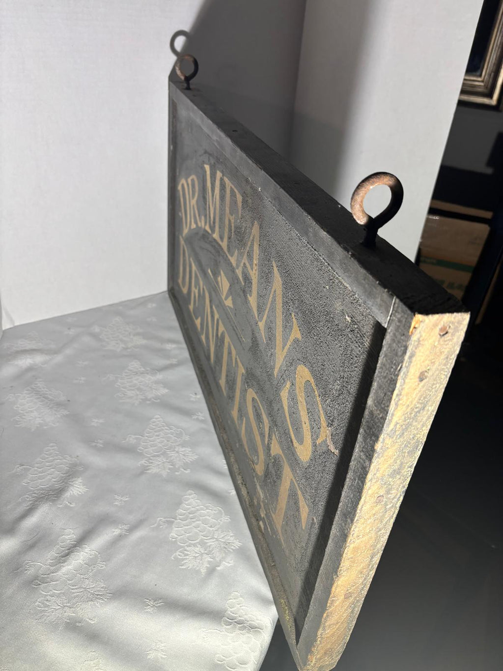 Double-Sided Trade Sign – “DR. MEANS – DENTIST”  Lincoln, Illinois, circa 1905–1915