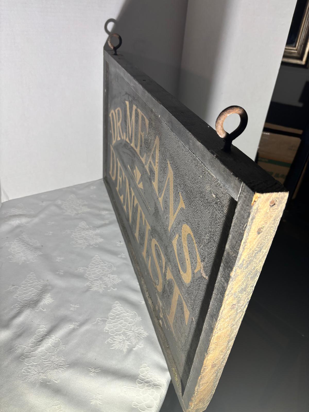 Double-Sided Trade Sign – “DR. MEANS – DENTIST”  Lincoln, Illinois, circa 1905–1915