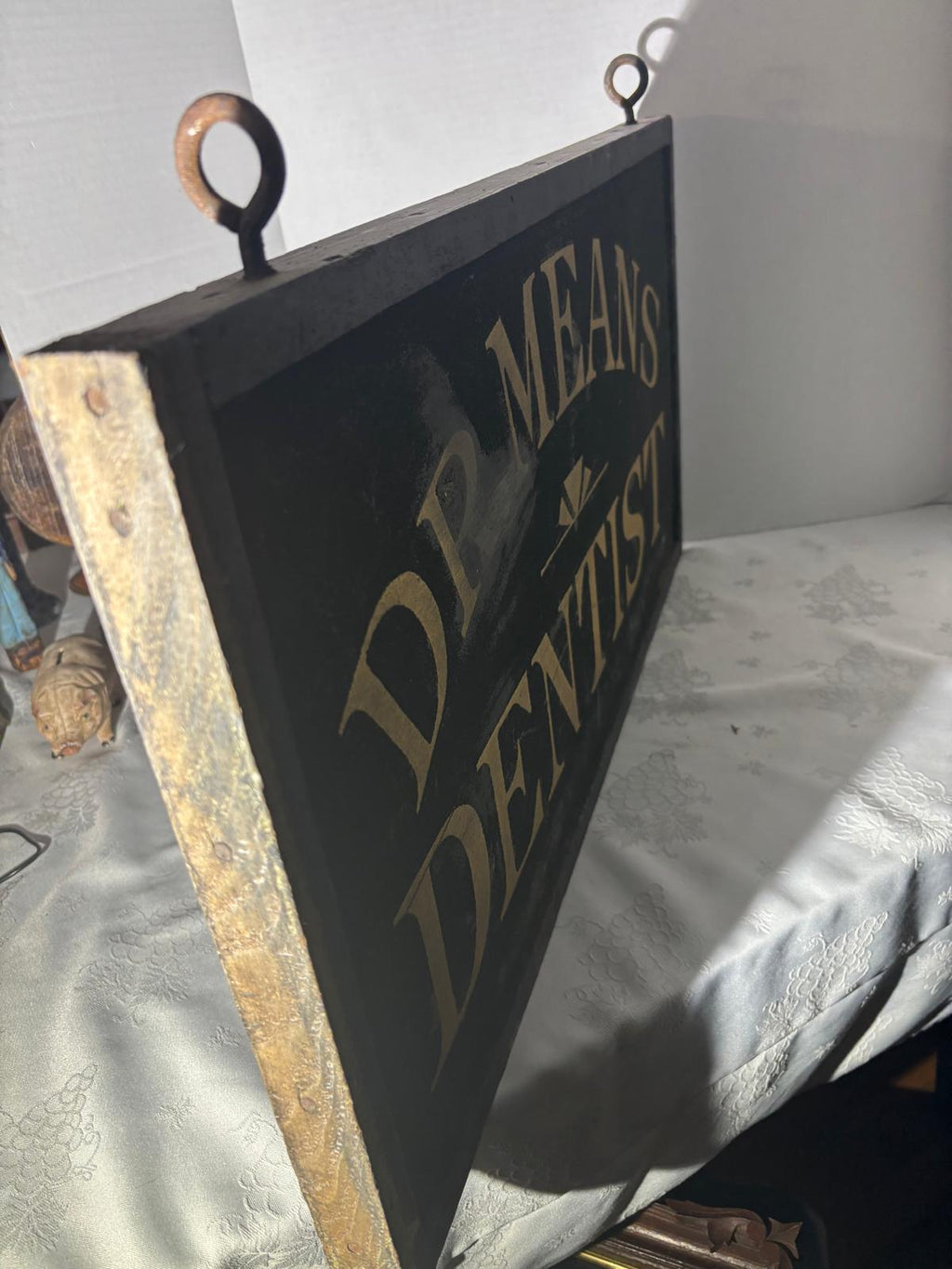 Double-Sided Trade Sign – “DR. MEANS – DENTIST”  Lincoln, Illinois, circa 1905–1915
