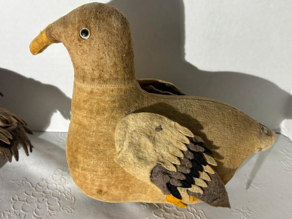 Pair of “Flippity Flop” Velveteen Mechanical Pull Toy Ducks  American, Circa 1915–1925