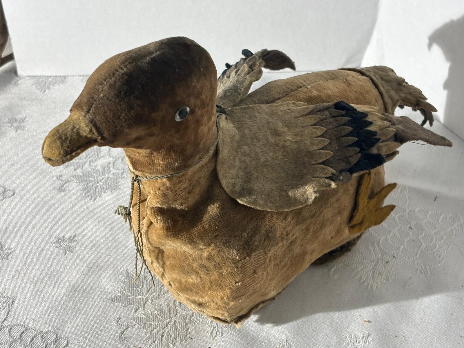 Pair of “Flippity Flop” Velveteen Mechanical Pull Toy Ducks  American, Circa 1915–1925