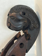 Patriotic Lion-Head Violin with Hand-Painted American Eagle, in Original Coffin Case Inscribed “James Tucker” , likely made in Germany, exported to the U.S mid-19th century