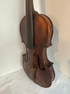 Patriotic Lion-Head Violin with Hand-Painted American Eagle, in Original Coffin Case Inscribed “James Tucker” , likely made in Germany, exported to the U.S mid-19th century